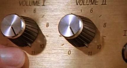 The up to eleven volume knobs from the film This Is Spinal Tap